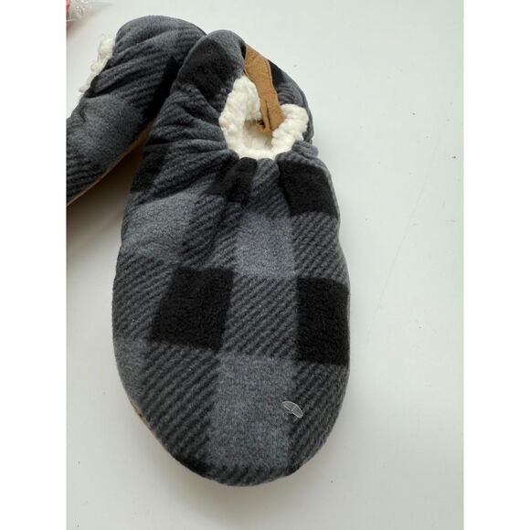 Fuzzy Babba Men's Gray Plaid Slippers  Socks with Slip Resistant Soles - Picture 2 of 4